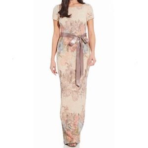 Adrianna Papell Cap Sleeve Floral Gown